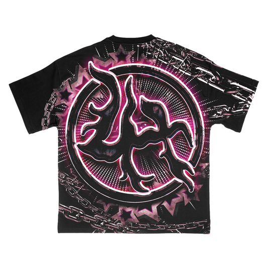 Lost Hills Chained Skull Tee Black/Pink