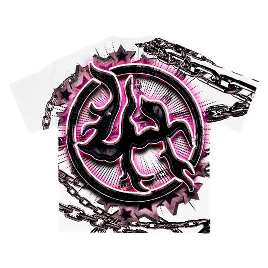 Lost Hills Chained Skull Tee White/Pink