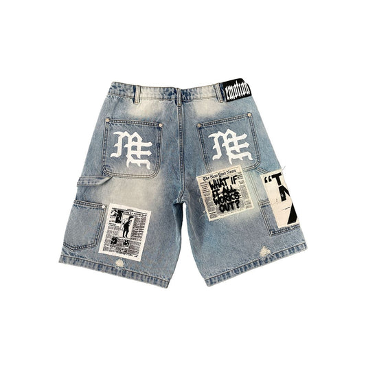 Mixed Emotions Blue 'AI' Denim Shorts