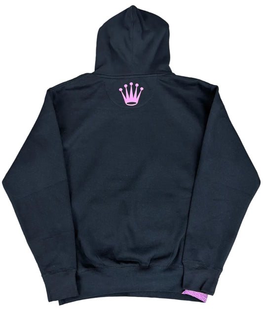 Skys Da Limit Pink Rhinestone Crown Grey Hoodie