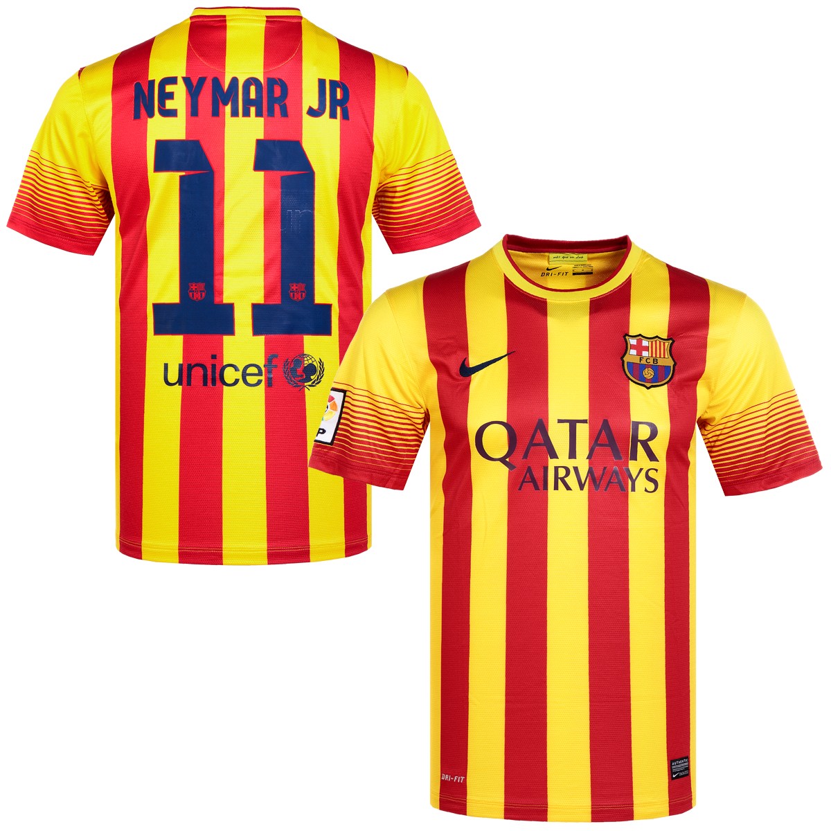 Barcelona Neymar Orange Striped 2013/14 Away Jersey