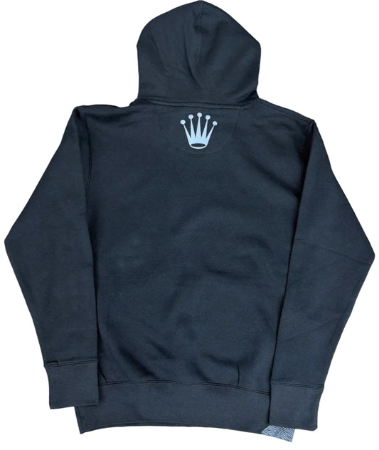 Skys Da Limit Grey/White Rhinestone Crown Black Hoodie