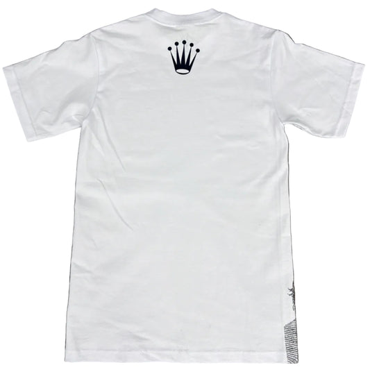 Skys Da Limit White Rhinestone Crown White T-Shirt