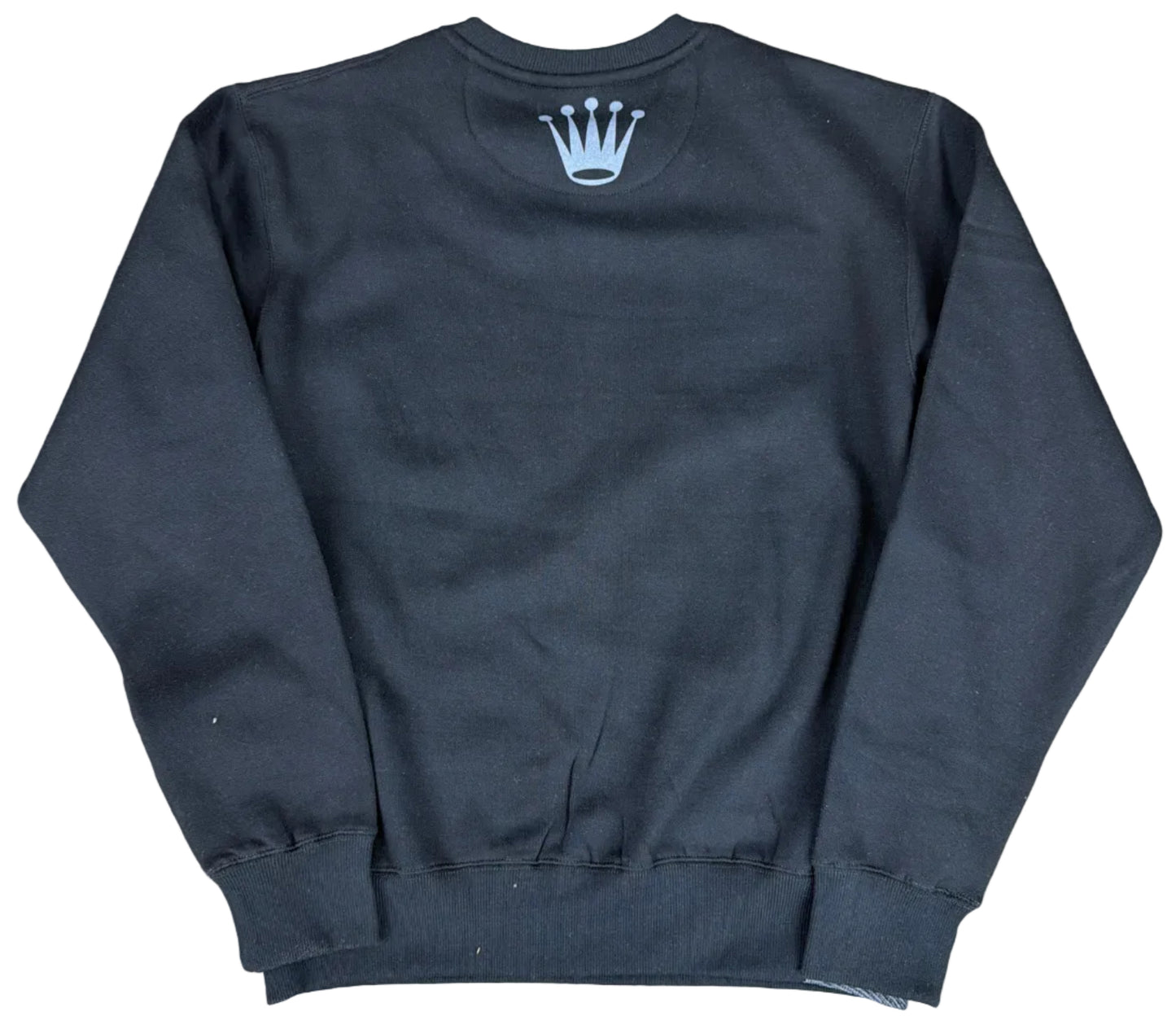 Skys Da Limit Grey Rhinestone Crown Black Crewneck