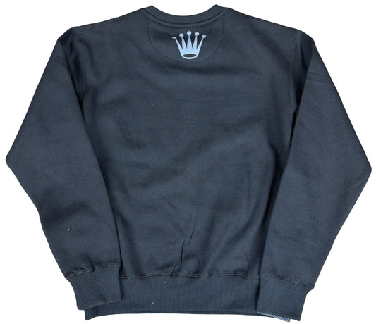 Skys Da Limit Grey Rhinestone Crown Black Crewneck