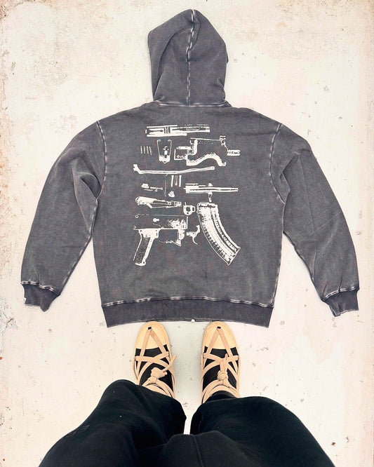 In Draco We Trust Zip Up Acid Charcoal