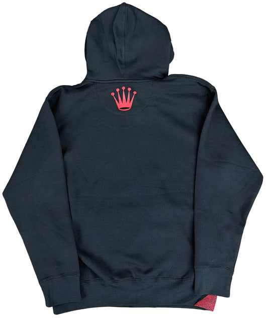 Skys Da Limit Red Rhinestone Crown Black Hoodie