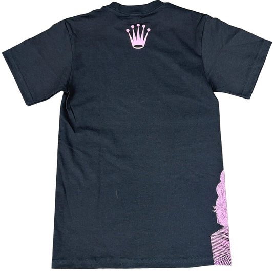 Skys Da Limit Pink Rhinestone Crown Black T-Shirt