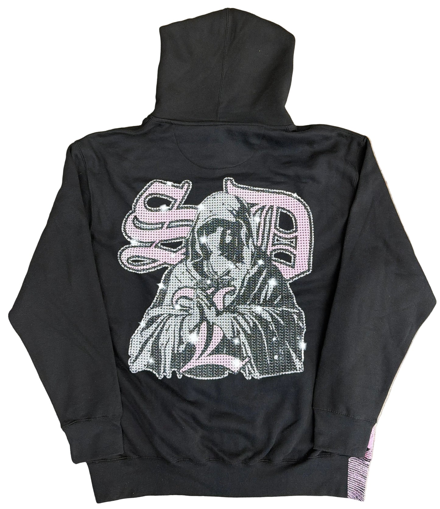 Skys Da Limit Printed Rhinestone Black/Pink Zip up