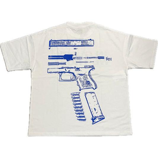 In Glock We Trust Oversized Tee White/Blue