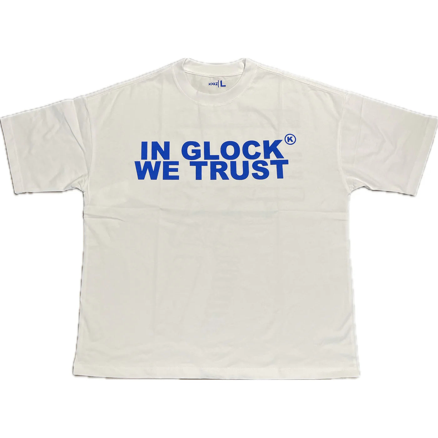 In Glock We Trust Oversized Tee White/Blue