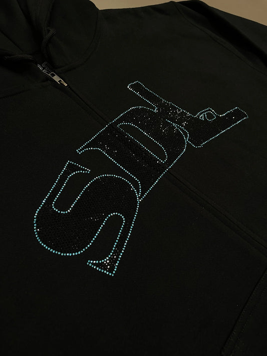 Skys Da Limit Rhinestone Zip Up Black/Blue