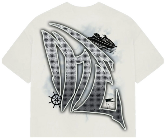 Mixed Emotion Jetski Rhinestone Tee Cream
