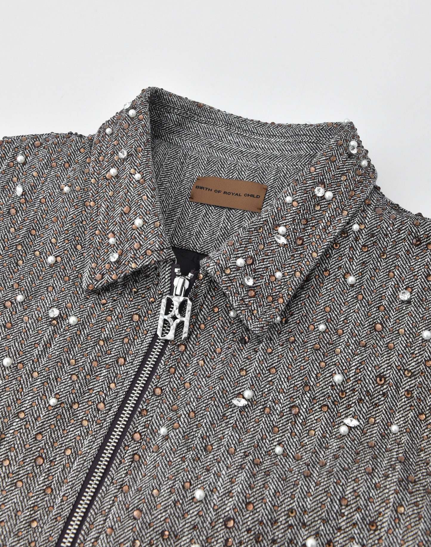 Birth Of A Royal Child 20K Diamond Zipper Jacket Brown