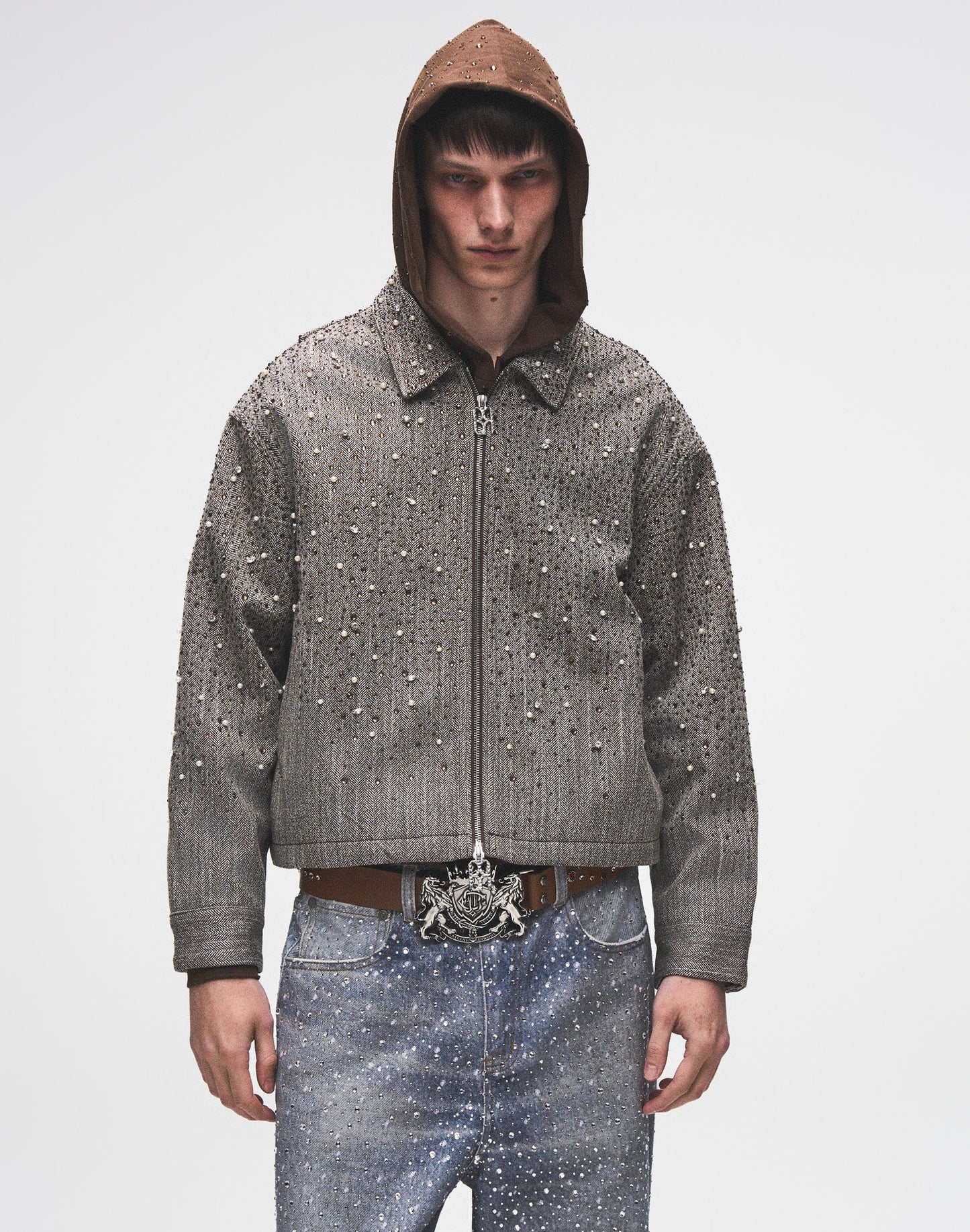 Birth Of A Royal Child 20K Diamond Zipper Jacket Brown