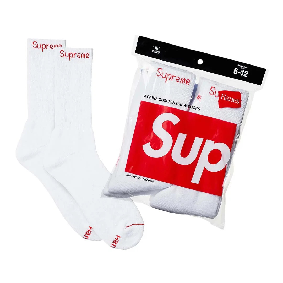 Supreme x Hanes Crew Socks (4 Pack) 'White'