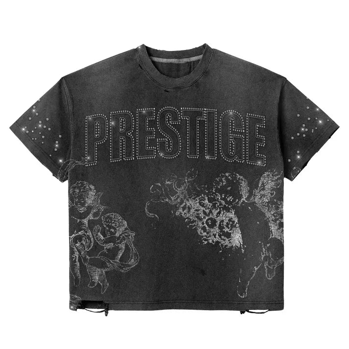 Prestige Collection Distress Angel Rhinestone Tee