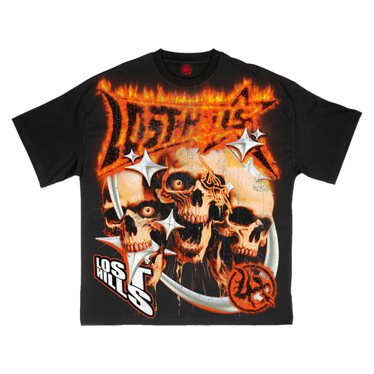 Lost Hills Triple Skull Tee Black