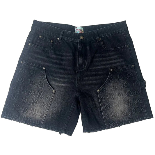Dry Rot Black DR Stamped Cargo Shorts