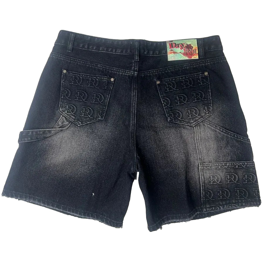 Dry Rot Black DR Stamped Cargo Shorts