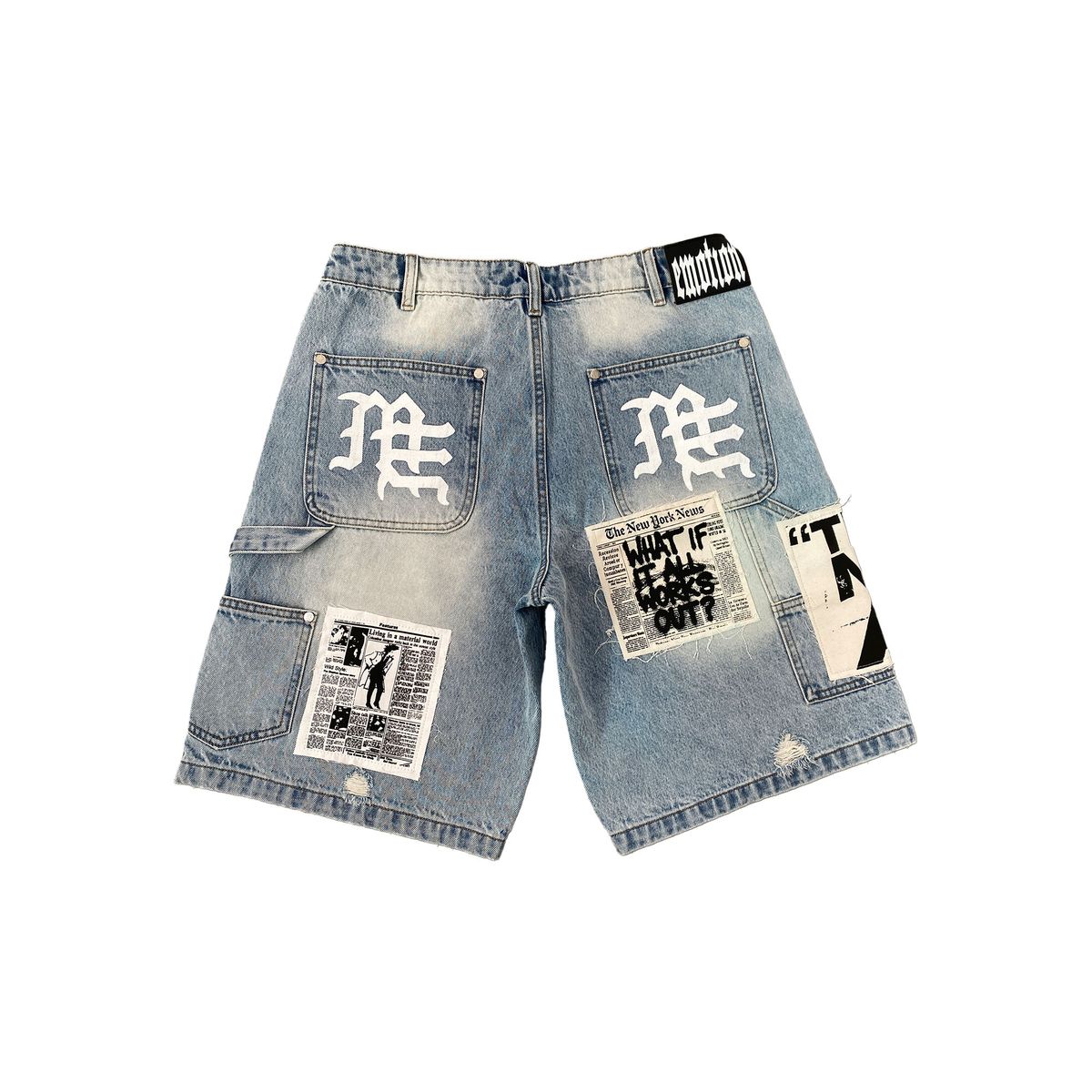 Mixed Emotions Blue 'AI' Denim Shorts