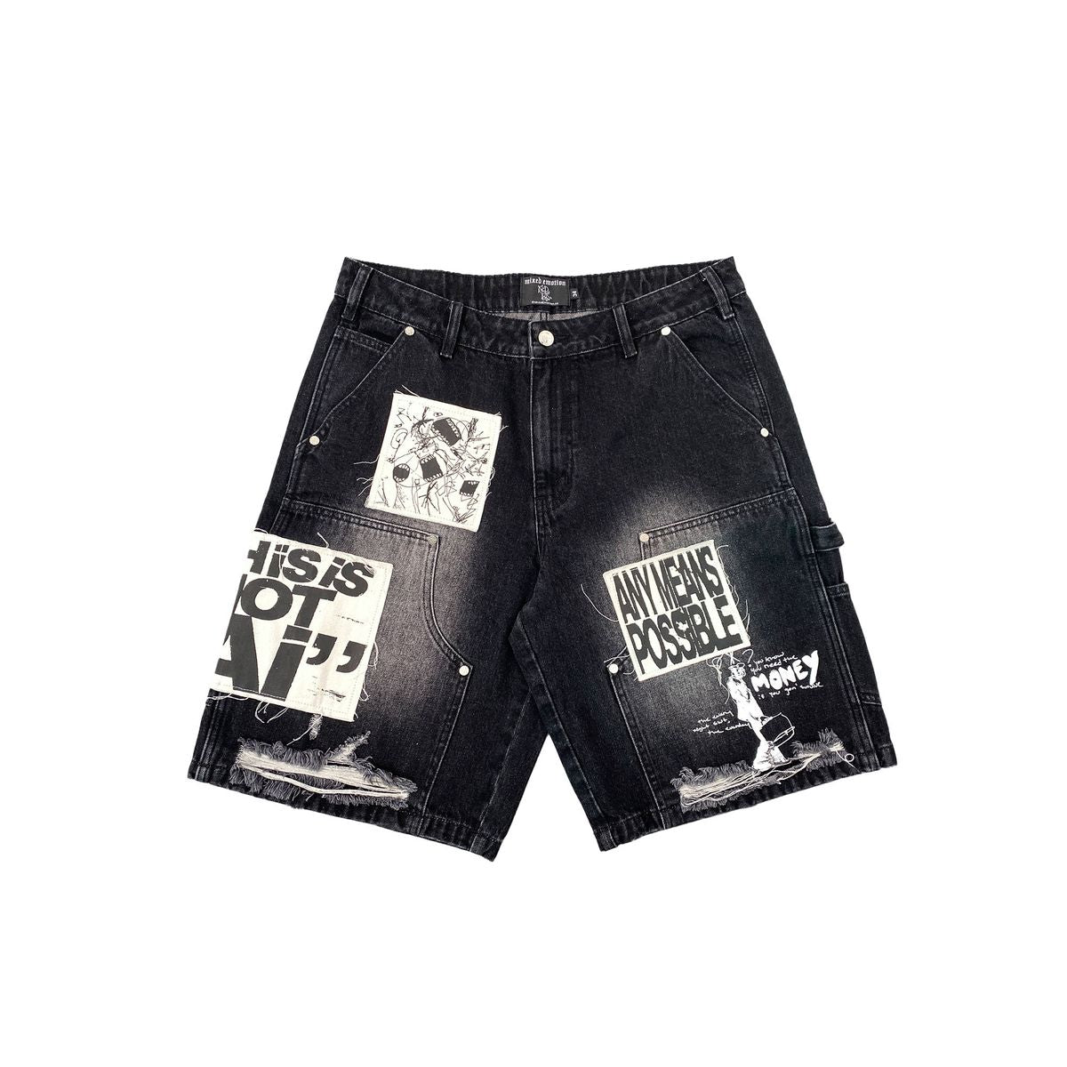 Mixed Emotions Black 'AI' Denim Shorts