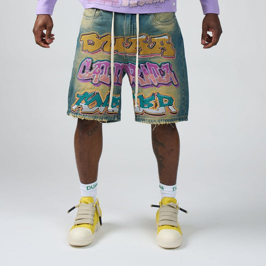 DUAA Graffiti Wall Blue Jorts
