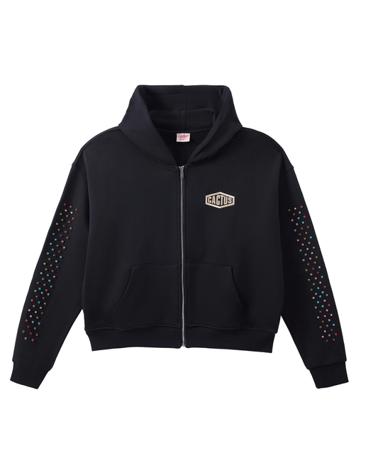 Cactus Valley Black Crystal Cactus Zip Hoodie