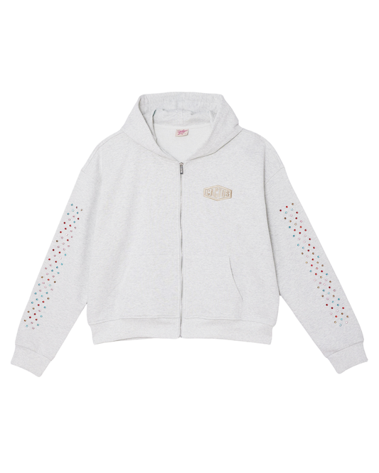 Cactus Valley Grey Crystal Cactus Zip Hoodie