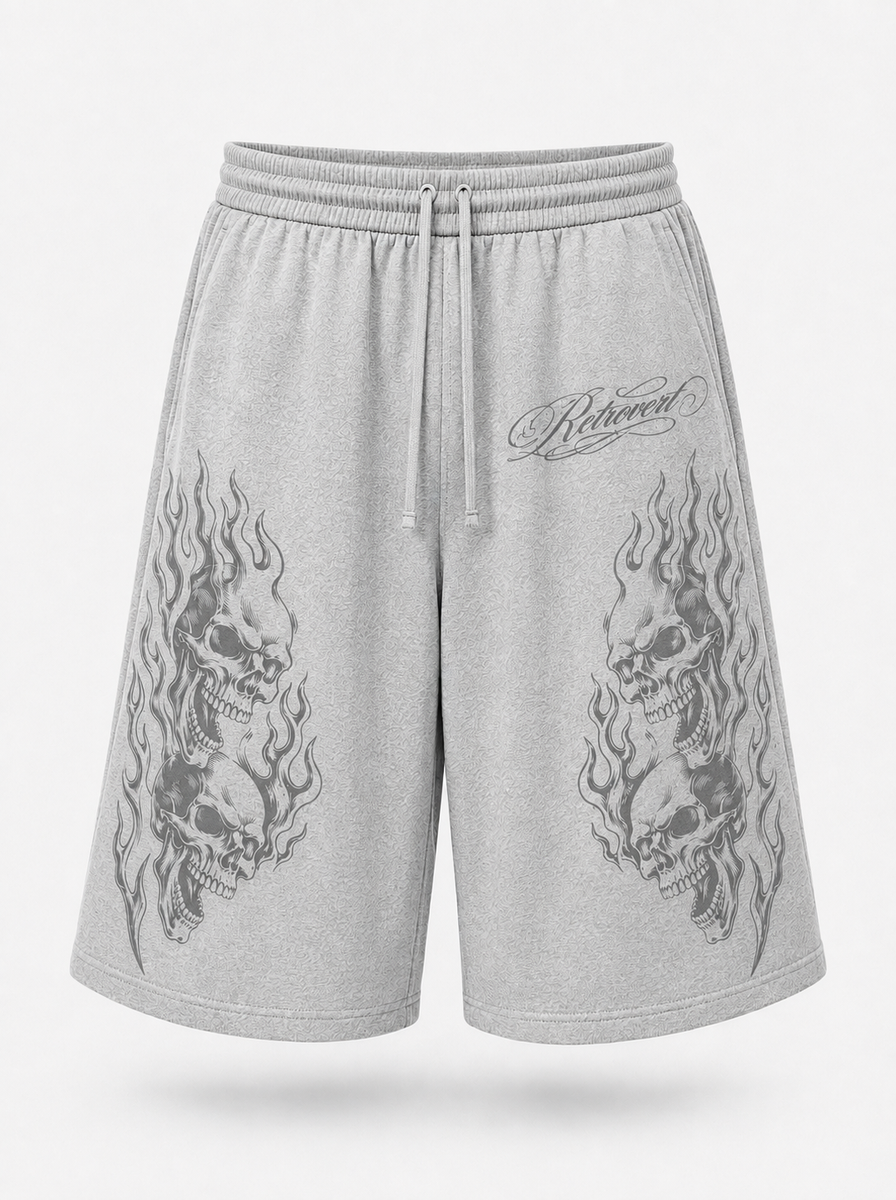Retrovert Script Grey 3/4 Sweatshorts