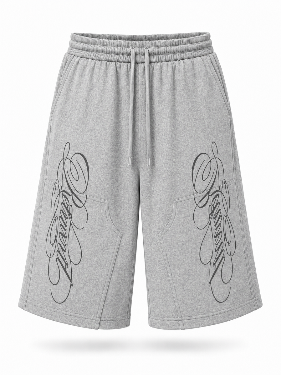 Retrovert Script Grey 3/4 Sweatshorts