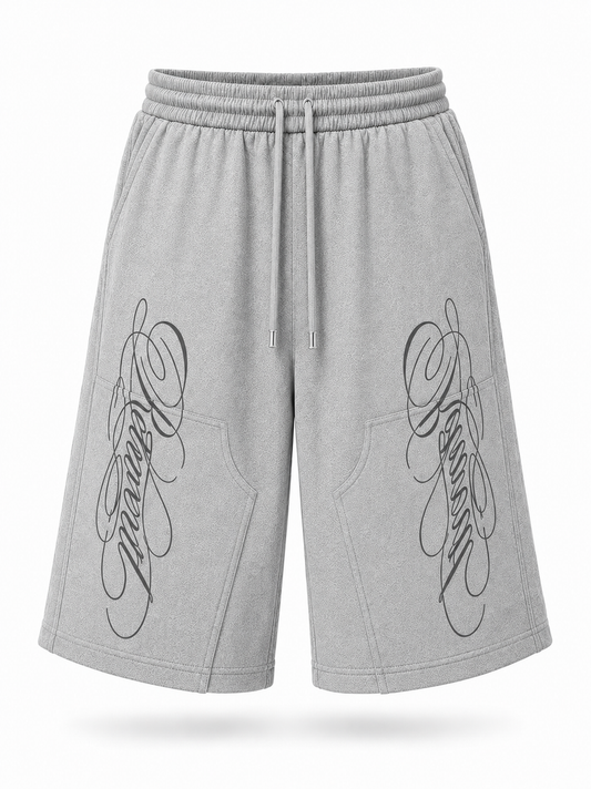 Retrovert Script Grey 3/4 Sweatshorts