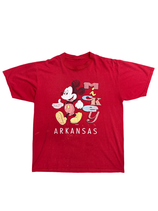 1990's Arkansas Razorback Red Mickey Mouse Tee