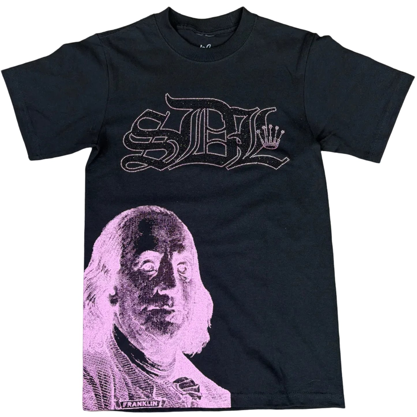 Skys Da Limit Pink Rhinestone Crown Black T-Shirt