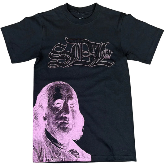 Skys Da Limit Pink Rhinestone Crown Black T-Shirt