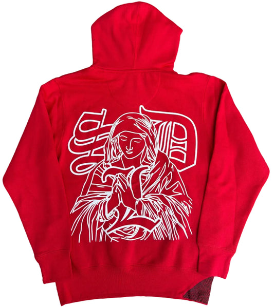 Skys Da Limit Rhinestone Red/Black Hoodie