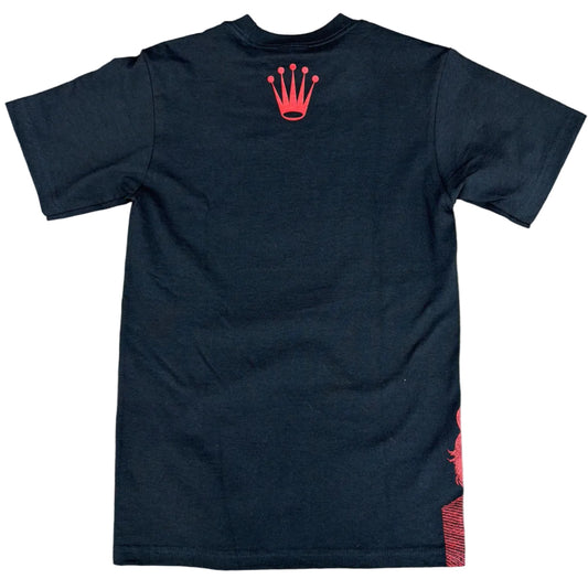 Skys Da Limit Red Rhinestone Crown Black T-Shirt