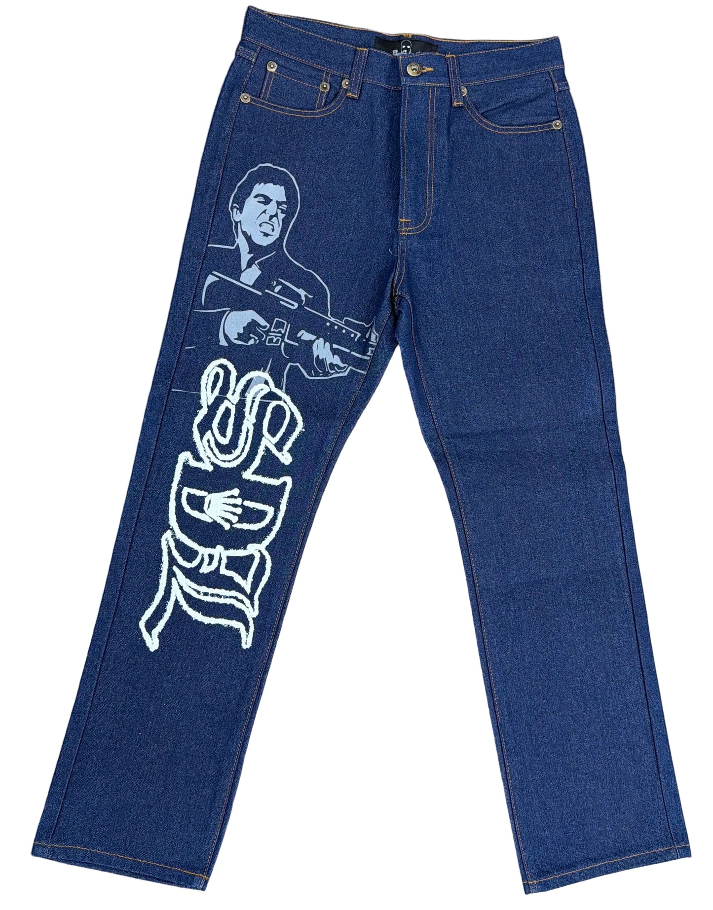 Skys Da Limit Grey/White Scarface  Dark Denim Jeans