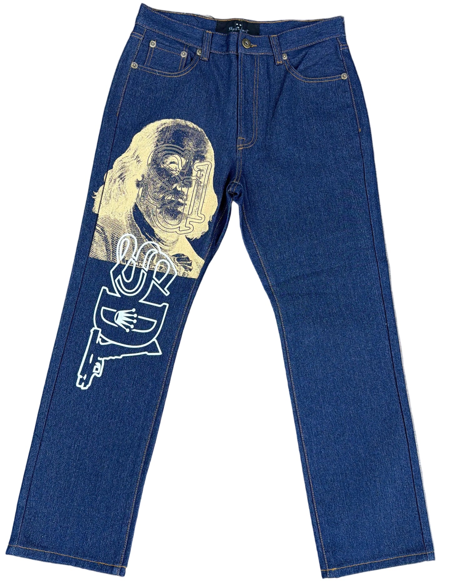 Skys Da Limit Yellow/White Benjamin SDL Face Dark Denim Jeans