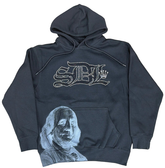 Skys Da Limit Grey/White Rhinestone Crown Black Hoodie