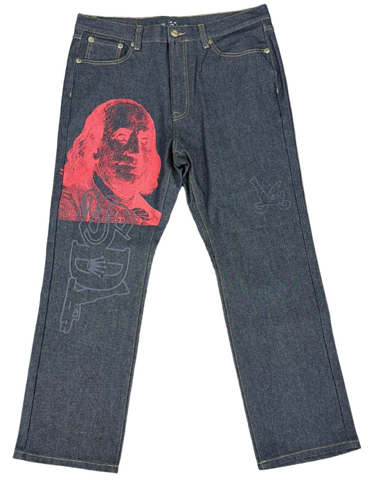 Skys Da Limit Red/Grey Benjamin Charcoal Jeans