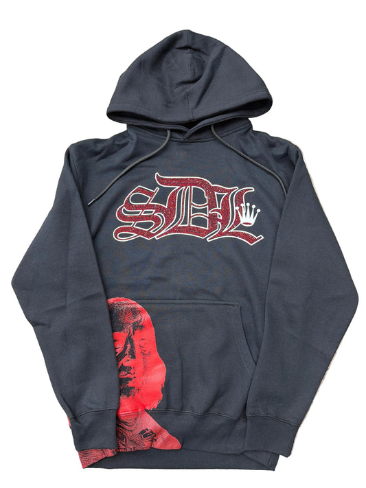 Skys Da Limit Rhinestone Black/White/Red Hoodie