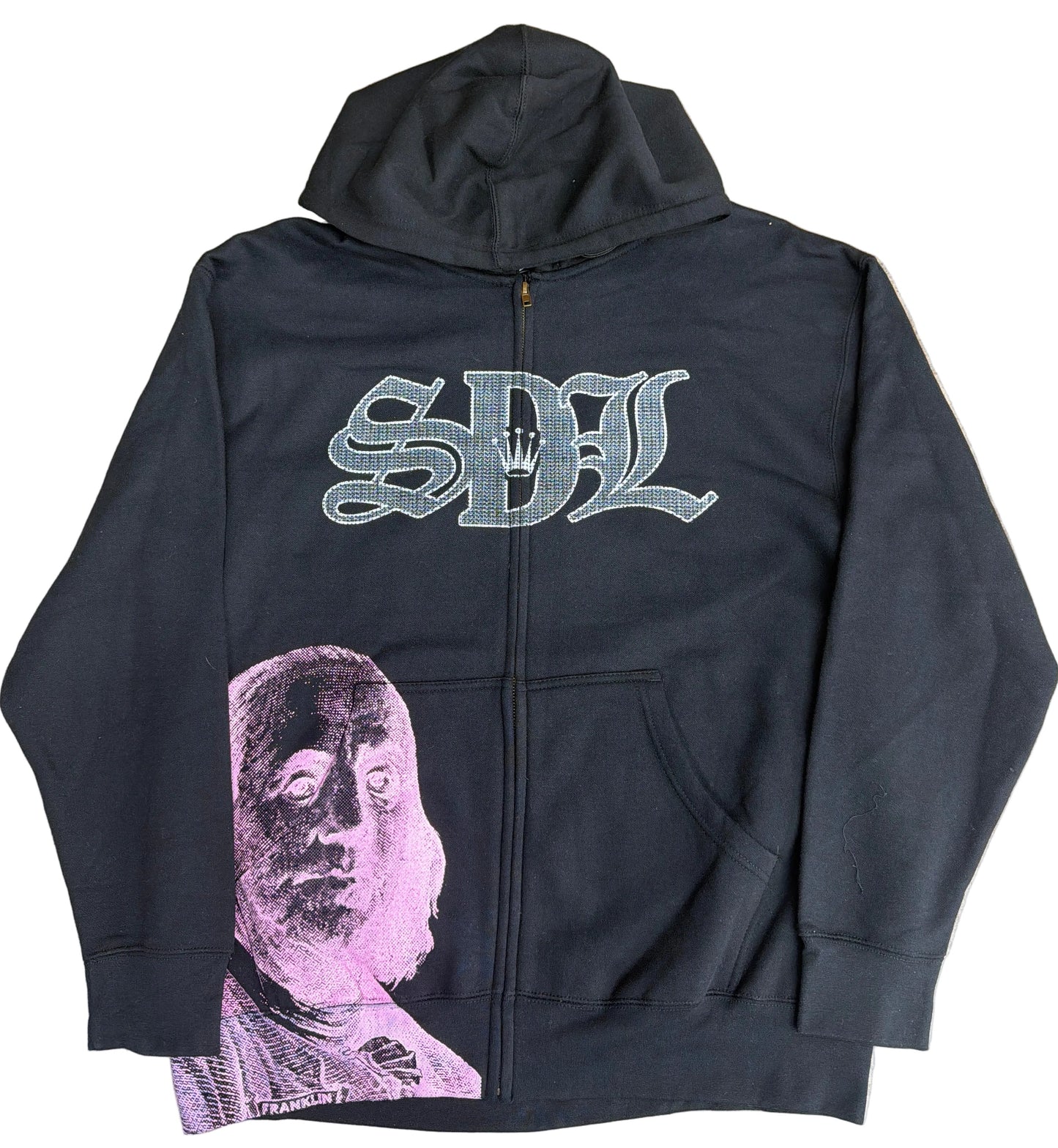 Skys Da Limit Printed Rhinestone Black/Pink Zip up