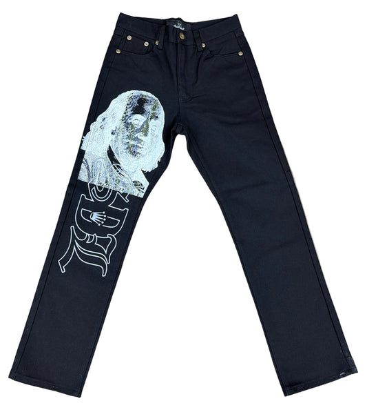 Skys Da Limit White/Grey Benjamin Jet Black Jeans