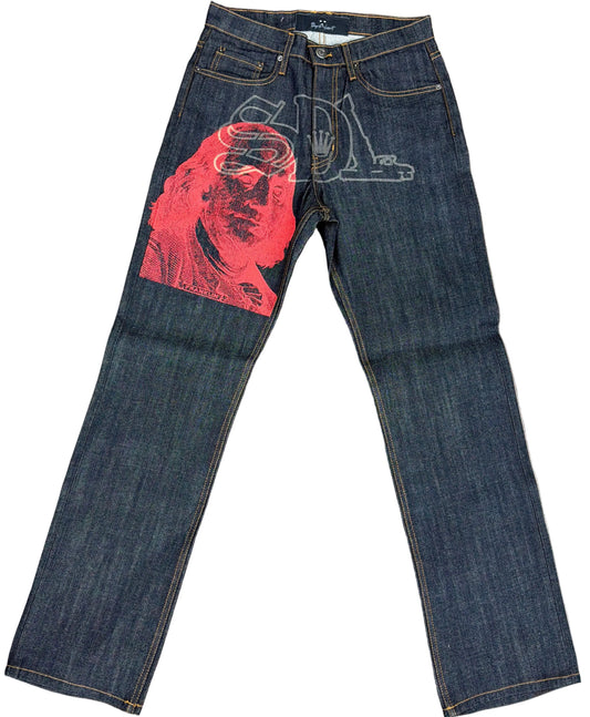 Skys Da Limit Red/Yellow Benjamin Charcoal Jeans