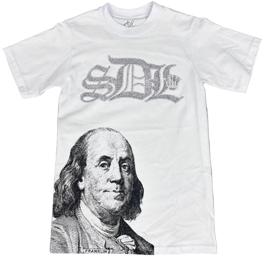 Skys Da Limit White Rhinestone Crown White T-Shirt