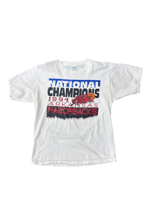 1990's Arkansas Razorbacks Final Four Woo Pig Sooie Double Sided Tee