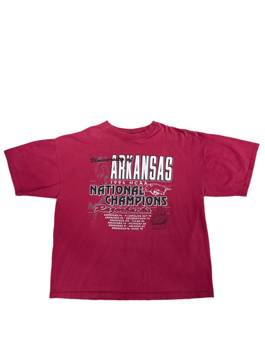 Vintage 1990's Arkansas Razorbacks 1994 Final Four Game Schedule Tee