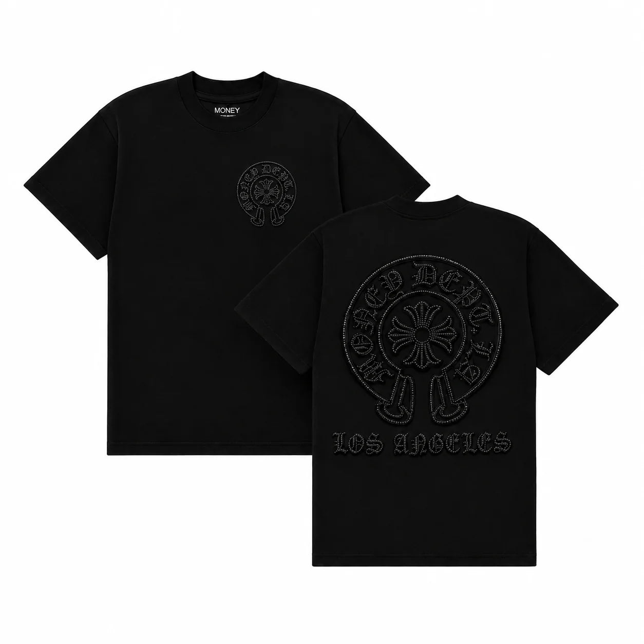 Money Dept. Old English Black/Black Rhinestones T-Shirt