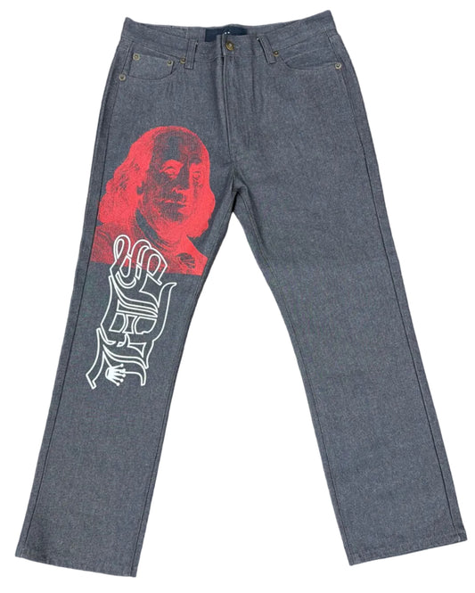 Skys Da Limit Red/White Benjamin Slate Jeans